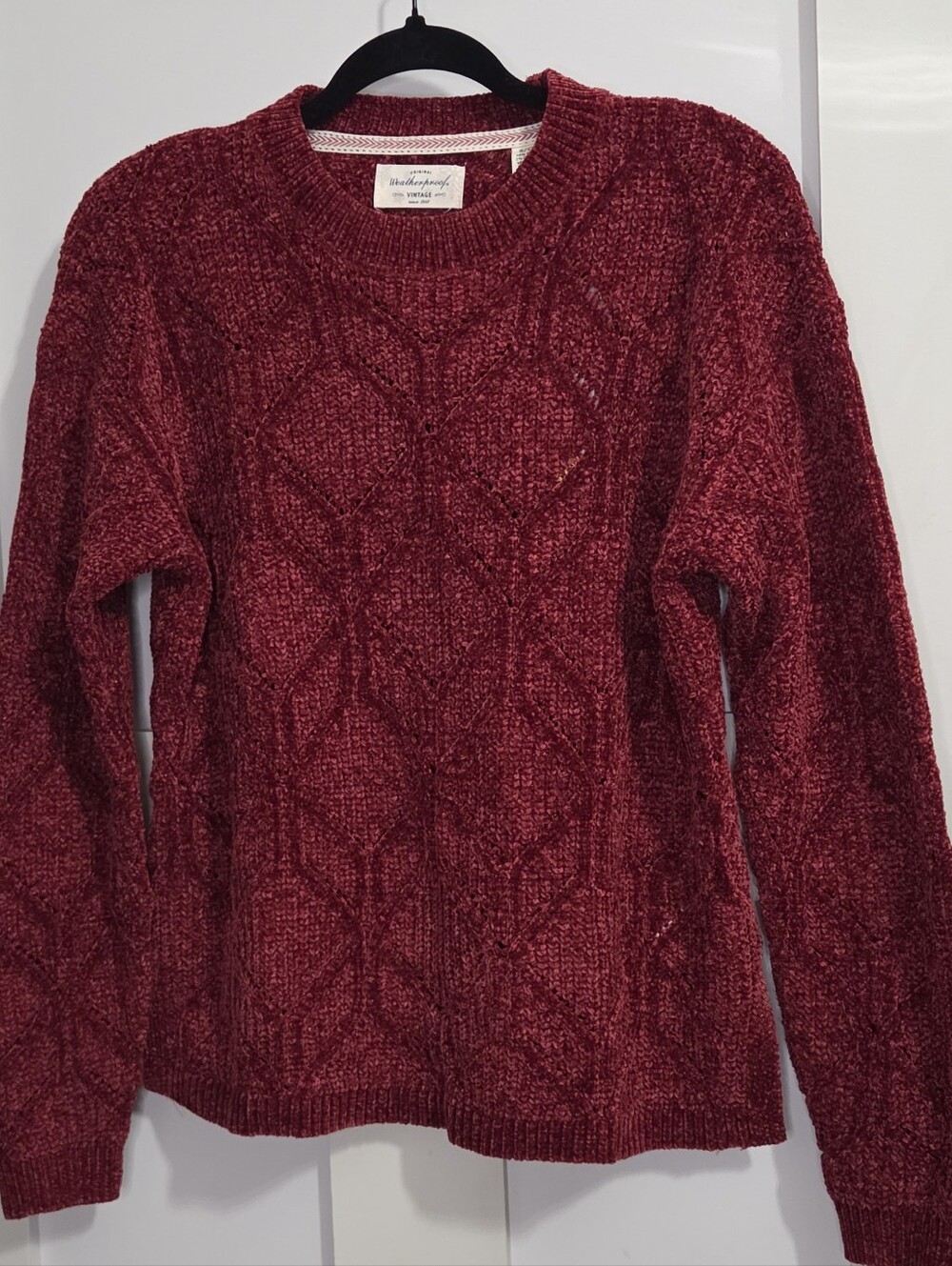 NWT Weatherproof Deep Red Cable-Knit Crewneck Sweater
